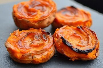 Obraz premium Roasted Sweet Potatoes Mashed, Autumnal Food Photography