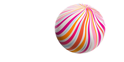Obraz premium Abstract Sphere with Colorful Stripes on Transparent Background, a Vibrant 3D Rendering for Modern Design and Decorative Elements