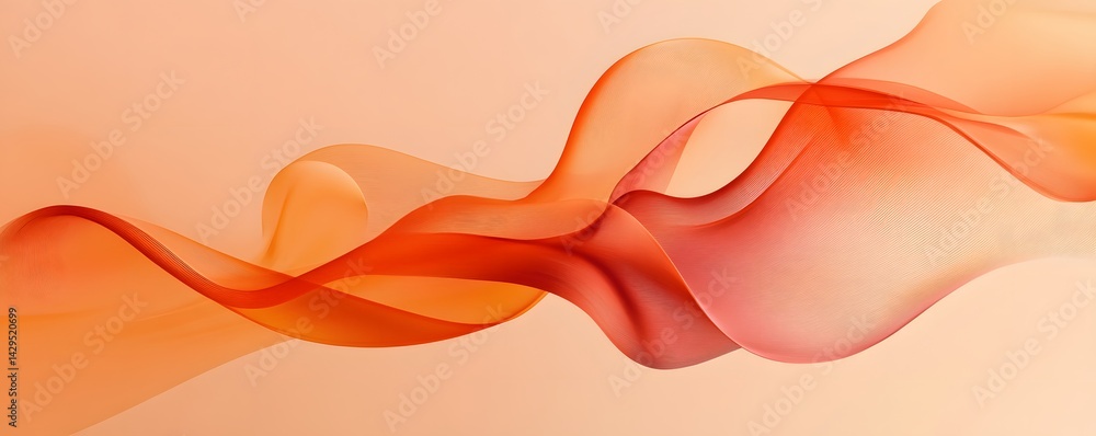 Poster an abstract wave design featuring flowing lines in warm shades of orange and pink, creating a sense 