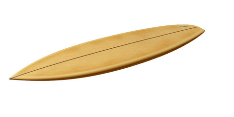 Obraz premium Isolated tan surfboard with a single stringer on a transparent background Concept of surfing, summer, and beach lifestyle