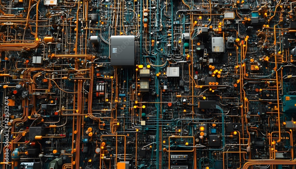 Poster this intricate circuit board showcases the complexity of modern technology, featuring a network of c