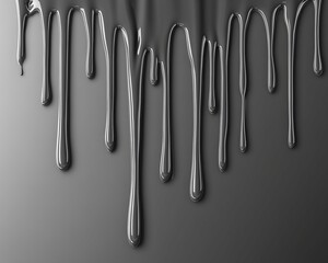 Vertical Drips of Dark Gray Viscous Liquid