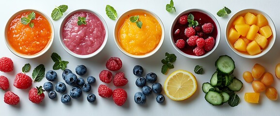 Colorful Fruit and Vegetable Smoothies