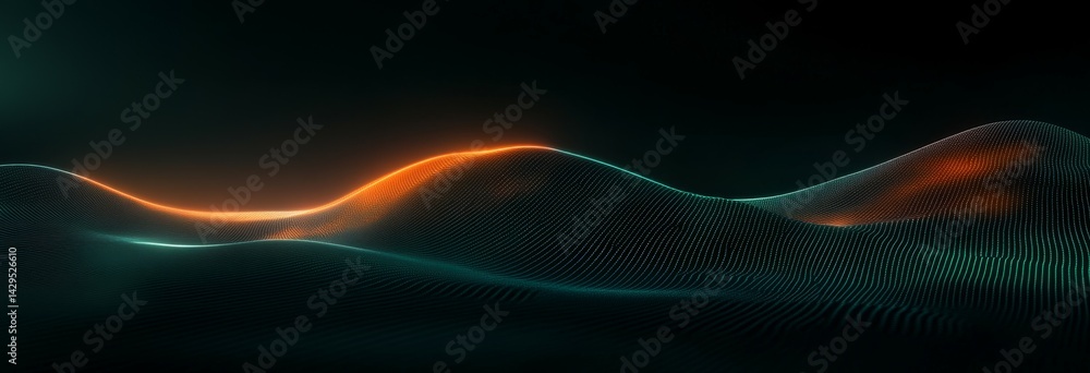 Aufkleber abstract digital waveform with glowing highlights and smooth curves in darkened space