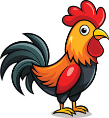 Cheerful Cartoon Rooster Illustration for Kids.