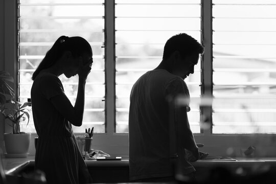 Husband and wife couple breakup fight argue relationship problem 