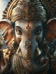 Obraz premium Lord Ganesha: A Majestic Portrait