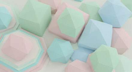 Pastel Geometric Shapes Abstract Composition Rendering for Modern Design