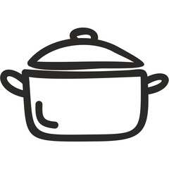 Cooking Pot with Lid Vector Icon in Black on Transparent Background for Culinary Apps, Recipe Blogs, and Kitchenware Branding