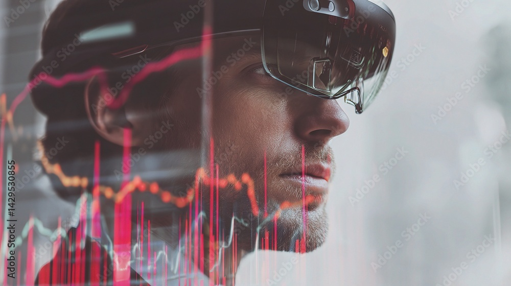 Poster executive using augmented reality glasses for data visualization