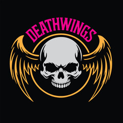 Skull with wings logo design featuring the text Deathwings