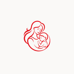 Minimalist Mother and Baby Embrace Elegant Line Art for Mother's Day.