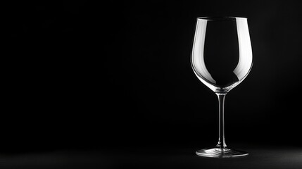 Elegance in Simplicity: A Crystal Clear Wine Glass against a Dark Background