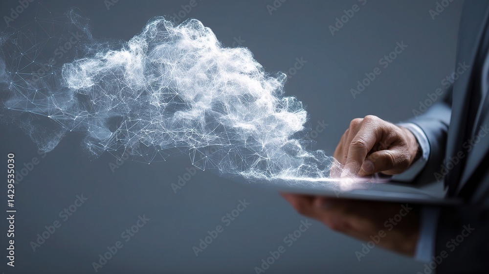 Poster holographic interface interaction with cloud network concept