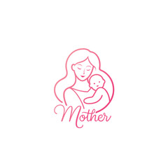 Mother and Baby Minimalist Line Drawing Mother's Day Card.