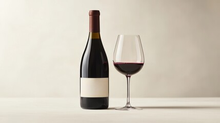 Elegant Red Wine Bottle and Glass