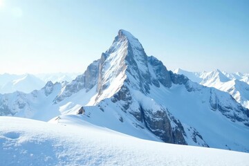 Obraz premium Snow covered mountain peak, pristine white landscape, landscape, peak