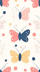 Cute Pastel Butterflies Seamless Pattern