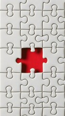 Fototapeta premium Incomplete White Jigsaw Puzzle with Red Missing Piece