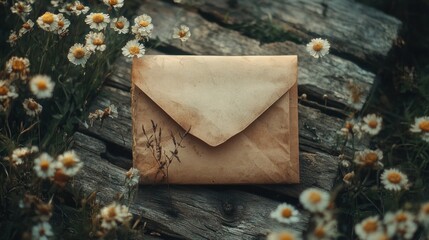 Obraz premium Blooming envelope soft vintage brown style