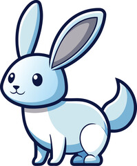  Simple Cartoon Rabbit Illustration Minimalist Cute Animal Icon.