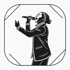 Vector Illustration Of A Singer Performing On Stage Silhouette Style