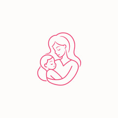 Tender Mother and Child Sketch with Gentle Loving Gaze.