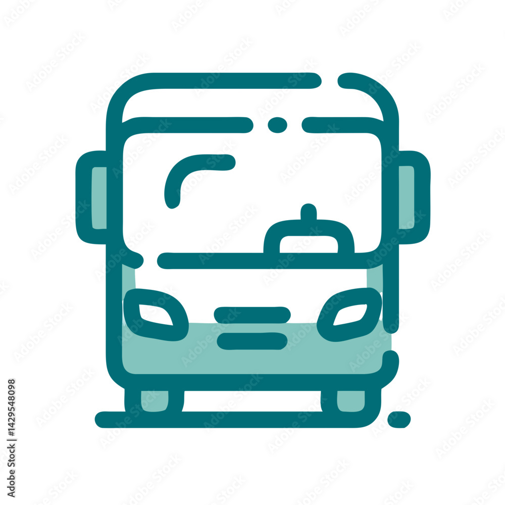 Poster bus icon featuring a front view of a public transport bus in a clear design