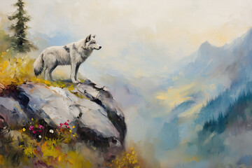 Digital art - Painting of a wolf at autumn