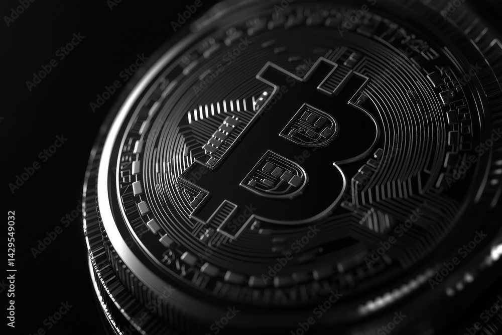 Aufkleber high-resolution graphic of a bitcoin coin highlighting its intricate design and texture