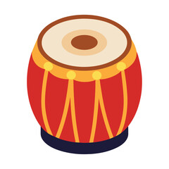 Indian Tabla Drum Red Percussion Musical Traditional Instrument Wooden Beat Vector