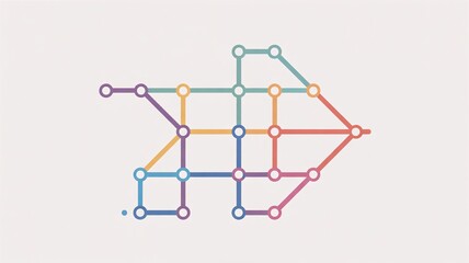 Stylized Subway Map Design in Vibrant Arrow Formation