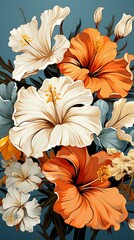 Vibrant floral bouquet of hibiscus blossoms.