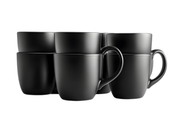 Stacked Black Coffee Mugs Modern Design for Minimalist Kitchens and Offices