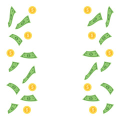 Money Border Dollar Coin Minimal Graphic Wealth Flat Cartoon Financial