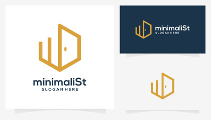 Letter WD initials in cube form with chart diagram logo design ideas. Creative vector based icon template.