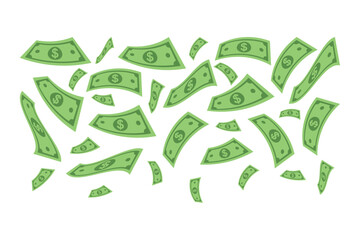 Money Border Graphic Cartoon Dollar Falling Flat Wealth Cash Financial