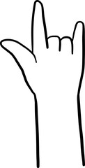 Rock hand sign line art illustration