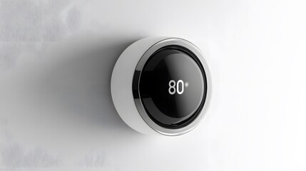 Smart Thermostat with 80 Degrees, and White Wall. (1)