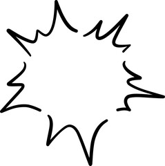 Curved Starburst Hand Drawn Line Art