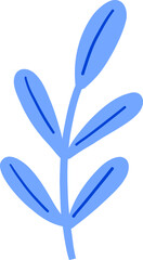Blue flower stem with minimalist rounded leaves