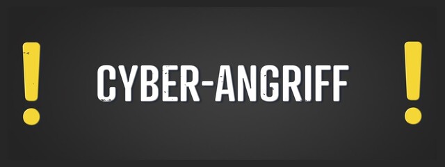 Cyber-Angriff (Cyber ??attack) - A blackboard illustration with white text.