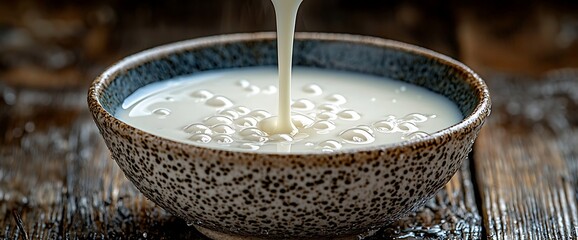 Creamy liquid pouring into a bowl