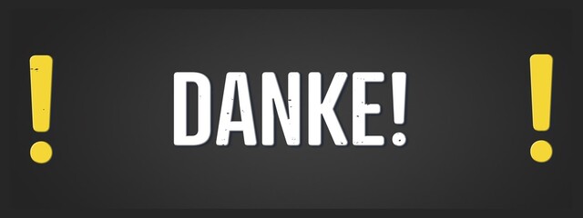 Danke (Thanks) - A blackboard illustration with white text.