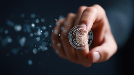 Business Cybersecurity Concept with User Fingerprint Technology