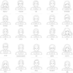 Business People Vector, HR Management, Outline Icon Set