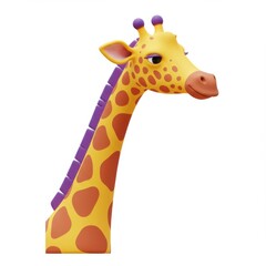 Naklejka premium Giraffe cartoon yellow purple animal zoo illustration isolated on white background