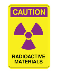 Radioactive Materials Caution Sign, Hazard Warning Indicator, Workplace Safety Notice – High Quality Stock Image