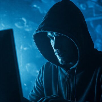 a creepy man in a dark corner using digital equipment as the concept of sextortion or dark web