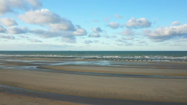 Utah Beach and the English Channel in Europe, France, Normandy, near Carentan, in spring, on a sunny day.&nbsp;